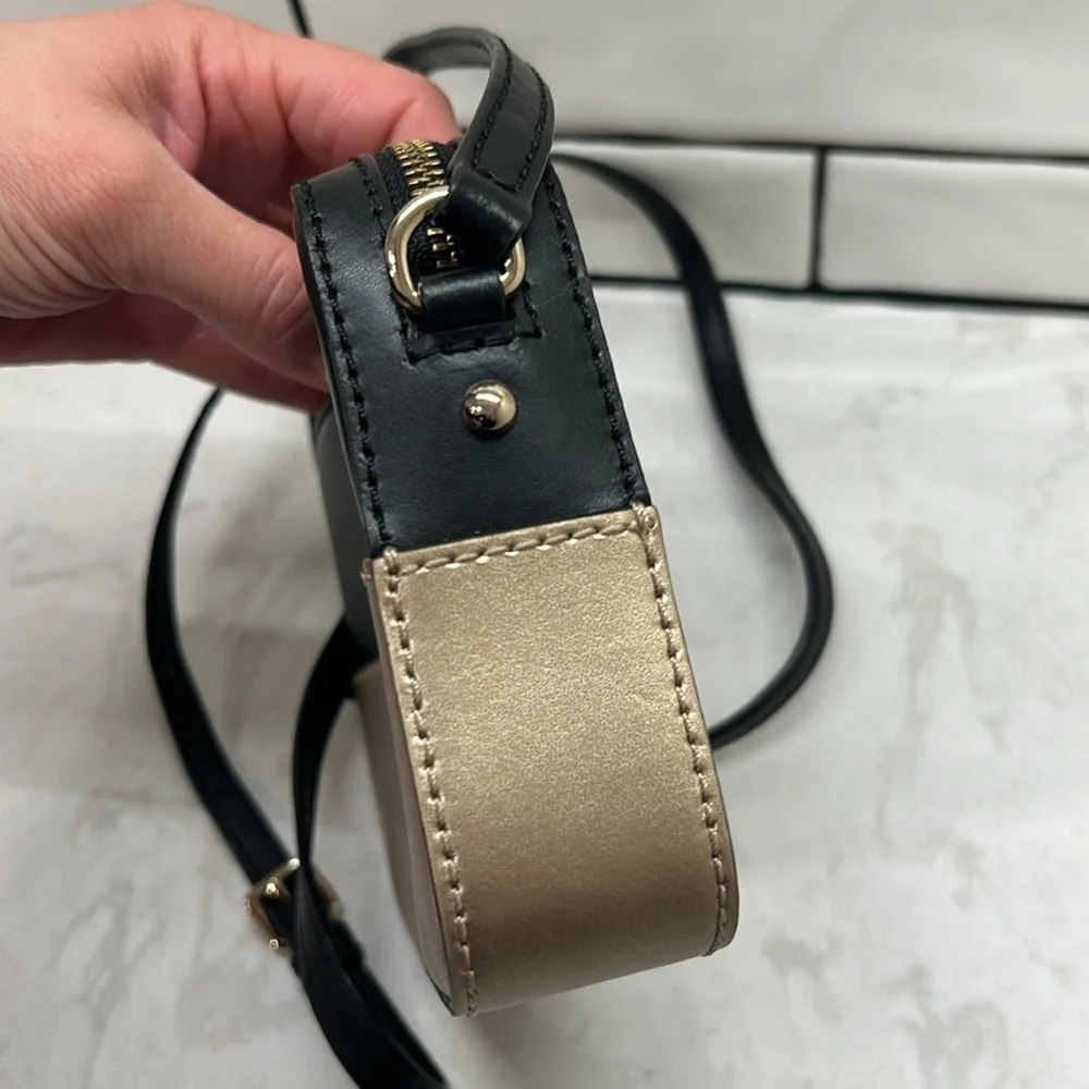 Kate Spade $178 Ivy Street Clover Crossbody Genuine Cowhide Leather Black‎ Gold